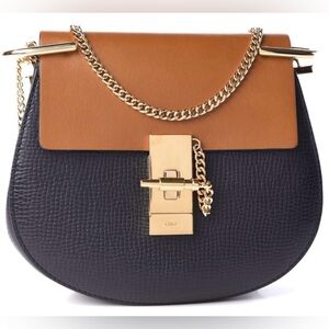 CHLOE Grained Calfskin Lambskin Bi-Color Mini Drew Crossbody